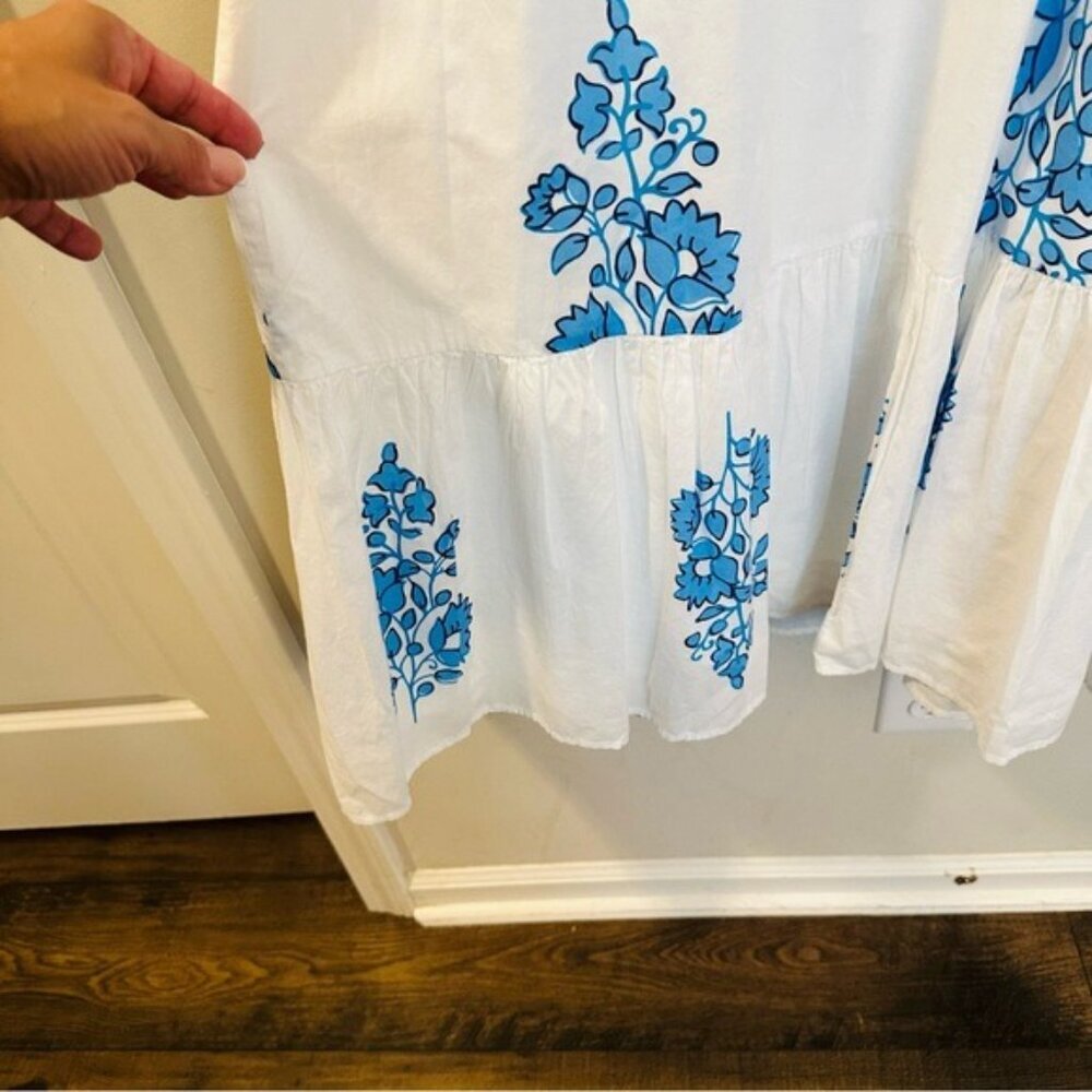J. Crew White Blue Floral Puff-Sleeve Tiered Sz 8 Midi Dress NWT - Picture 9 of 15